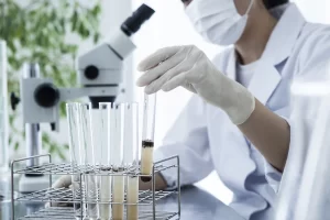 Science technician analyzing samples